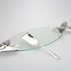 Null Lachsplatte Glas Mit Heber 58,0 X 19,0 Cm Versilbert Anlaufgeschützt 23