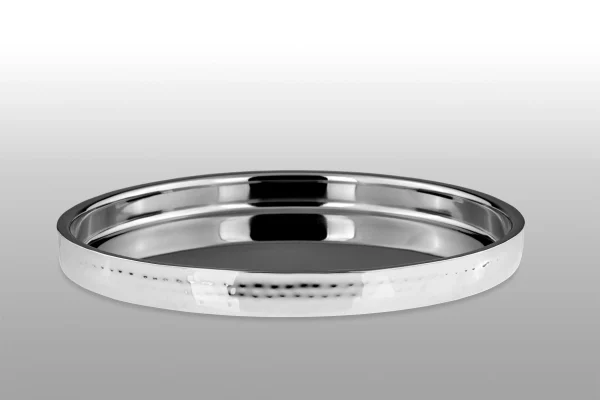 Null Edelstahl Schale Rund Und Tief 25 Cm, Schale In Aufwendiger Hammerschlag-Optik 8