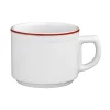 Esmeyer 6 X Seltmann Obertasse 1 0,18 L, Form: Vitalis, Dekor: 11484 Rote Linie 25