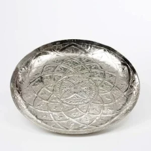 Null Tablett Rund, Guillochiert, Klein Höhe 4,0 Cm Ø 36,0 Cm Aluminium Vernickelt 15