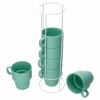 Null 6er Set Kaffeebecher Mit Ständer Stata 250ml Mint Tasse Henkel Porzellan Stapelbar 25