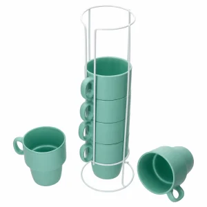 Null 6er Set Kaffeebecher Mit Ständer Stata 250ml Rosa Tasse Henkel Porzellan Stapelbar 11