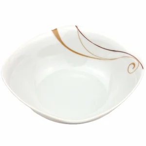 Null 6er Set Müslischale Granada 14,2cm – Kleine Schale / Schüssel Aus Weißem Porzellan Mit Linien- Dekor In Beige Und Braun 19
