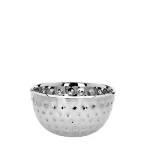 Null Edelstahl Schale Rund Und Tief 25 Cm, Schale In Aufwendiger Hammerschlag-Optik 13